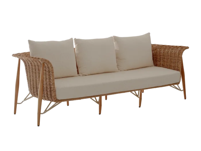 O sofá, a chaise, a poltrona e as mesas Ilhabela despertam o sentimento de casa em qualquer ambiente externo, garantindo personalidade e discrição. Elaboradas em tricô ou em bananeira, são peças sofisticadas e amplamente confortáveis.