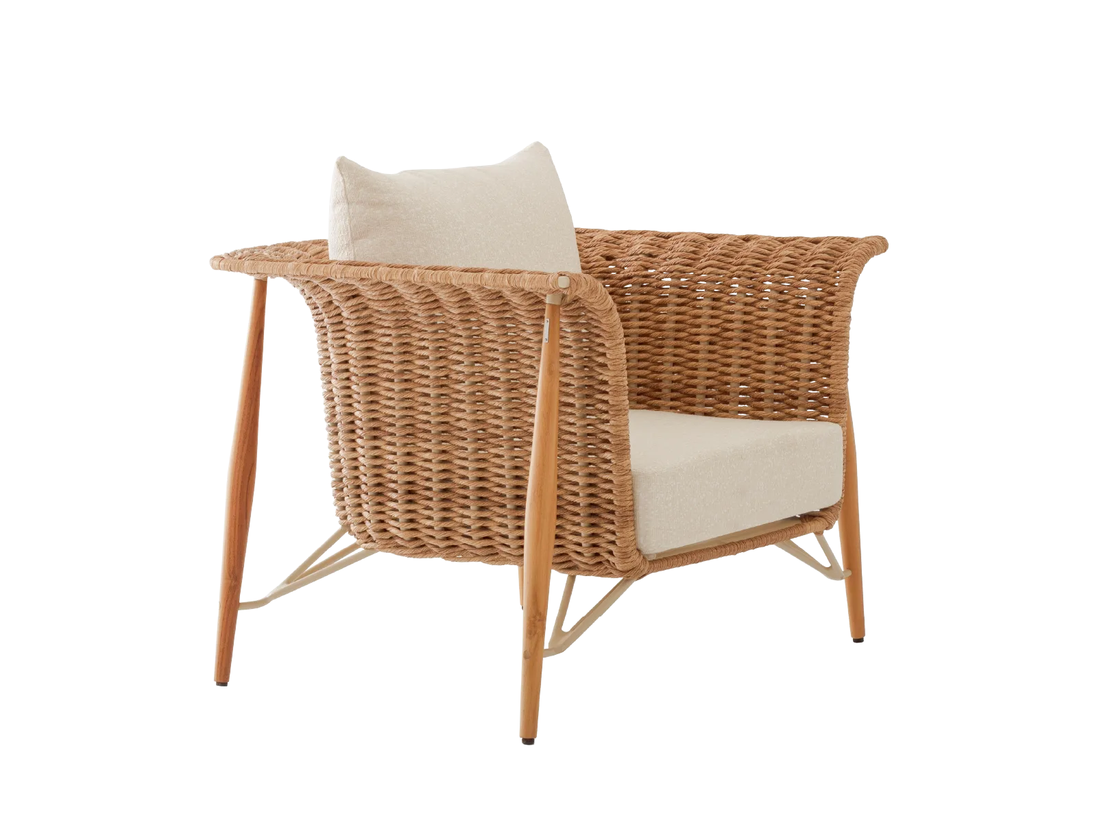 Poltrona Ilhabela O sofá, a chaise, a poltrona e as mesas Ilhabela despertam o sentimento de casa em qualquer ambiente externo, garantindo personalidade e discrição. Elaboradas em tricô ou em bananeira, são peças sofisticadas e amplamente confortáveis.